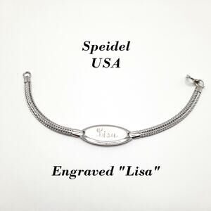 Vintage Speidel ID Bracelet Engraved LISA, Silver Tone, 7 Inches, Sister Clasp